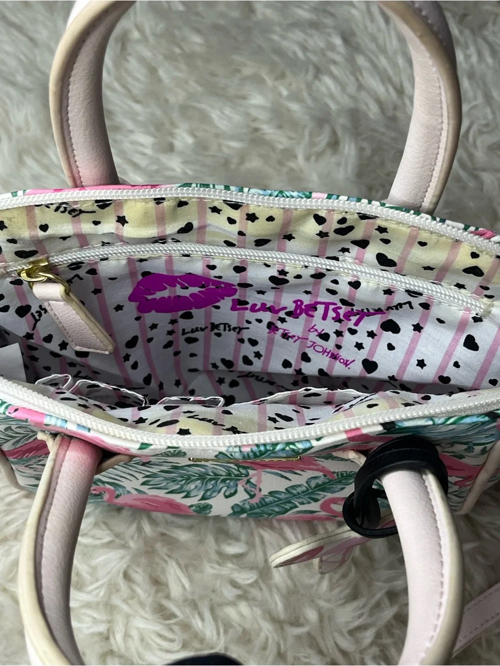 Betsey Johnson Luvbestey Flamingo Satchel Bag